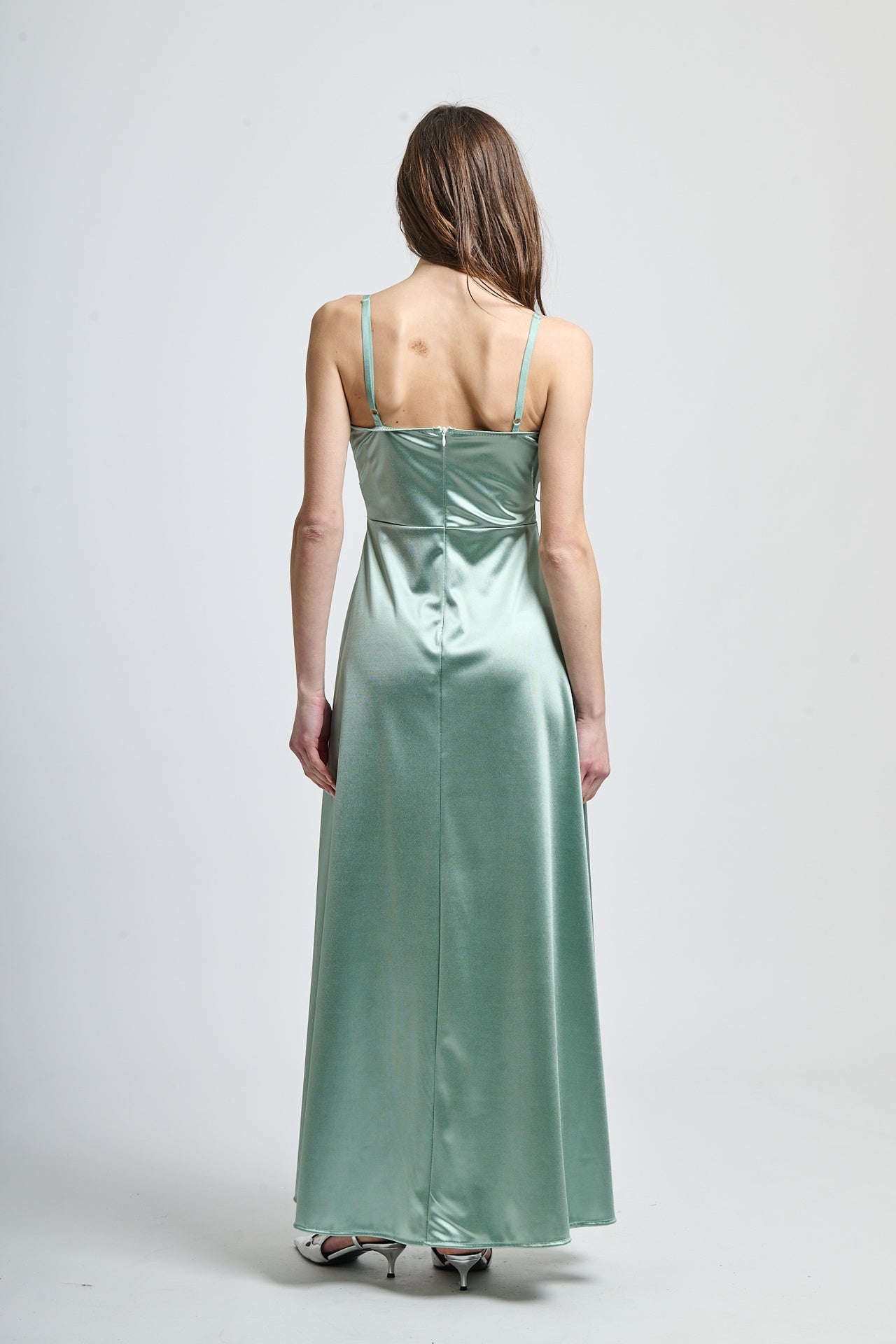Flowing pleated suspender dress