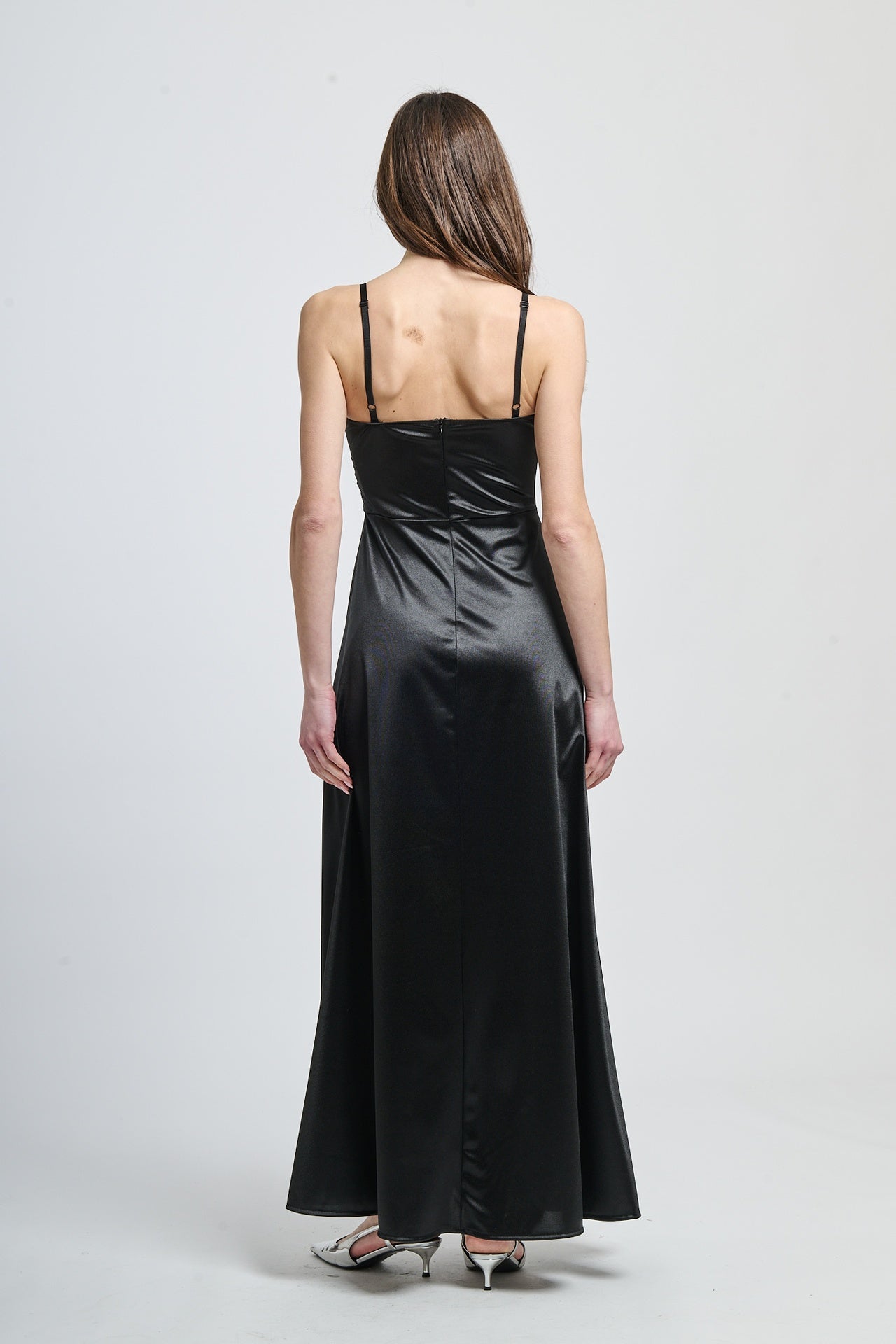 Flowing pleated suspender dress