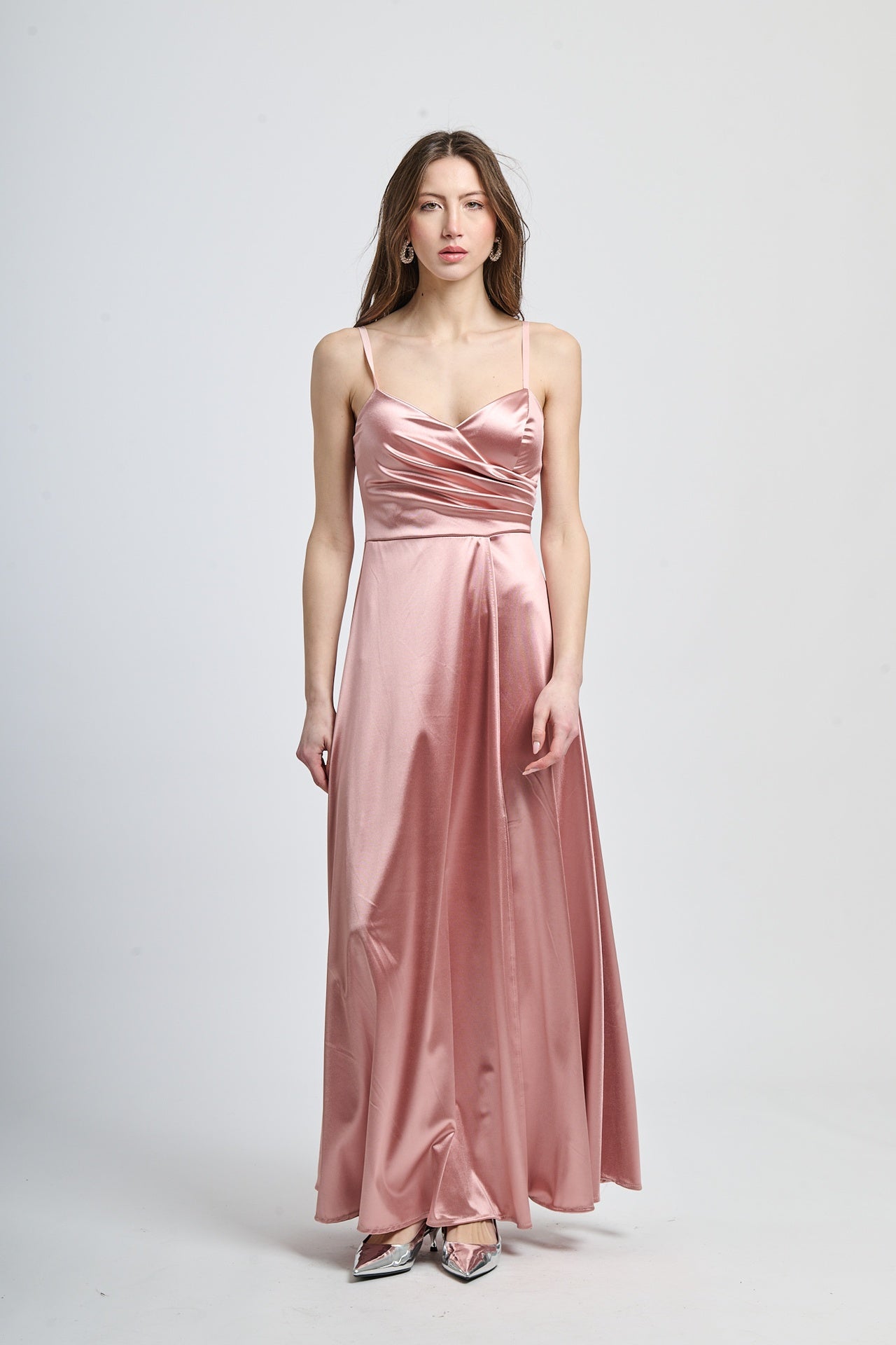 Flowing pleated suspender dress