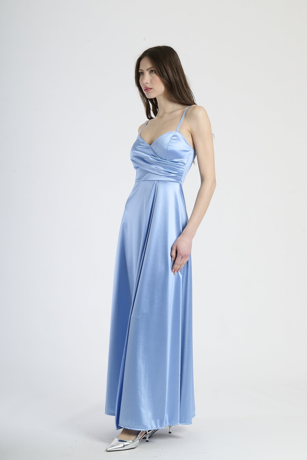 Flowing pleated suspender dress
