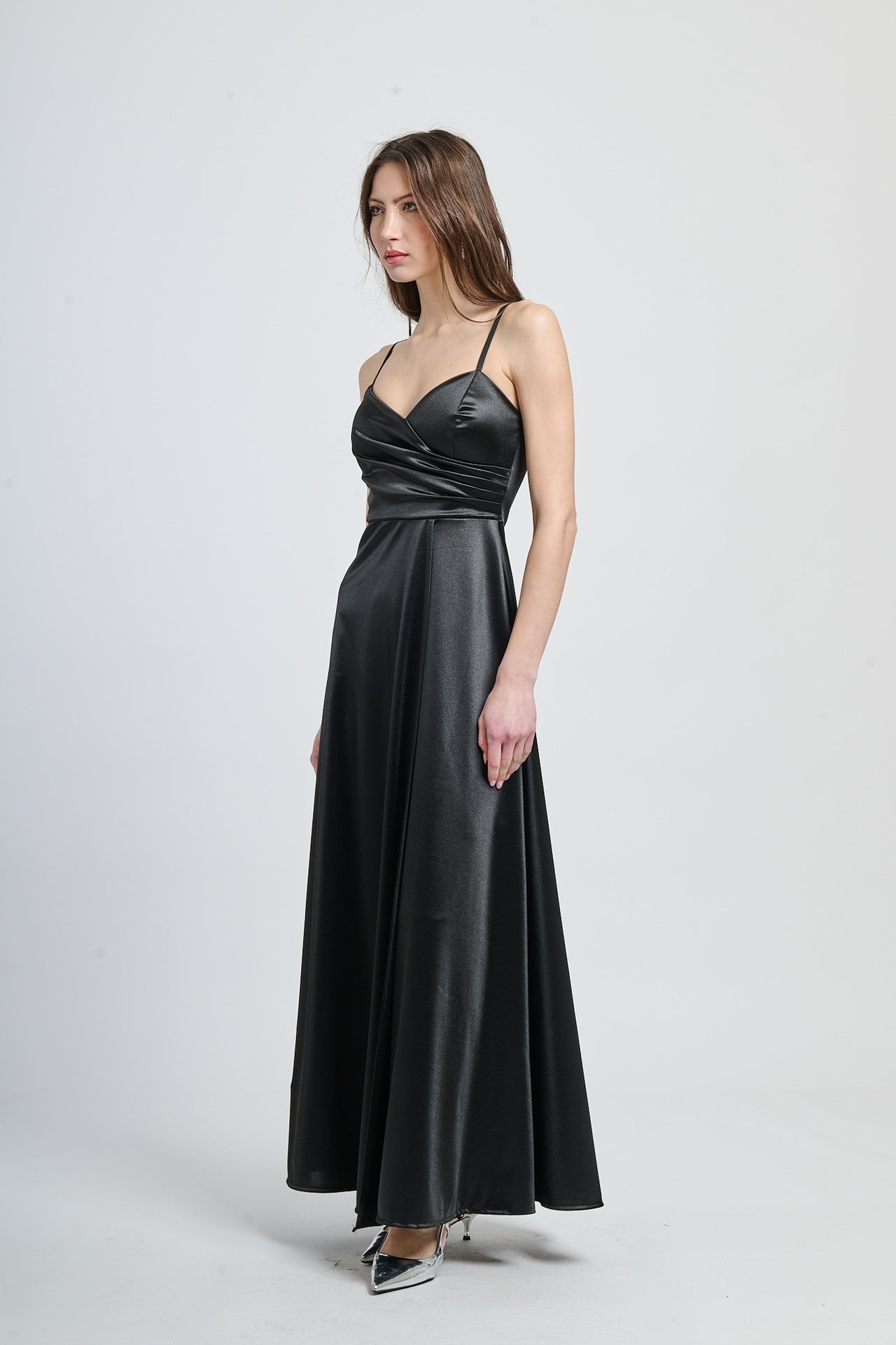 Flowing pleated suspender dress