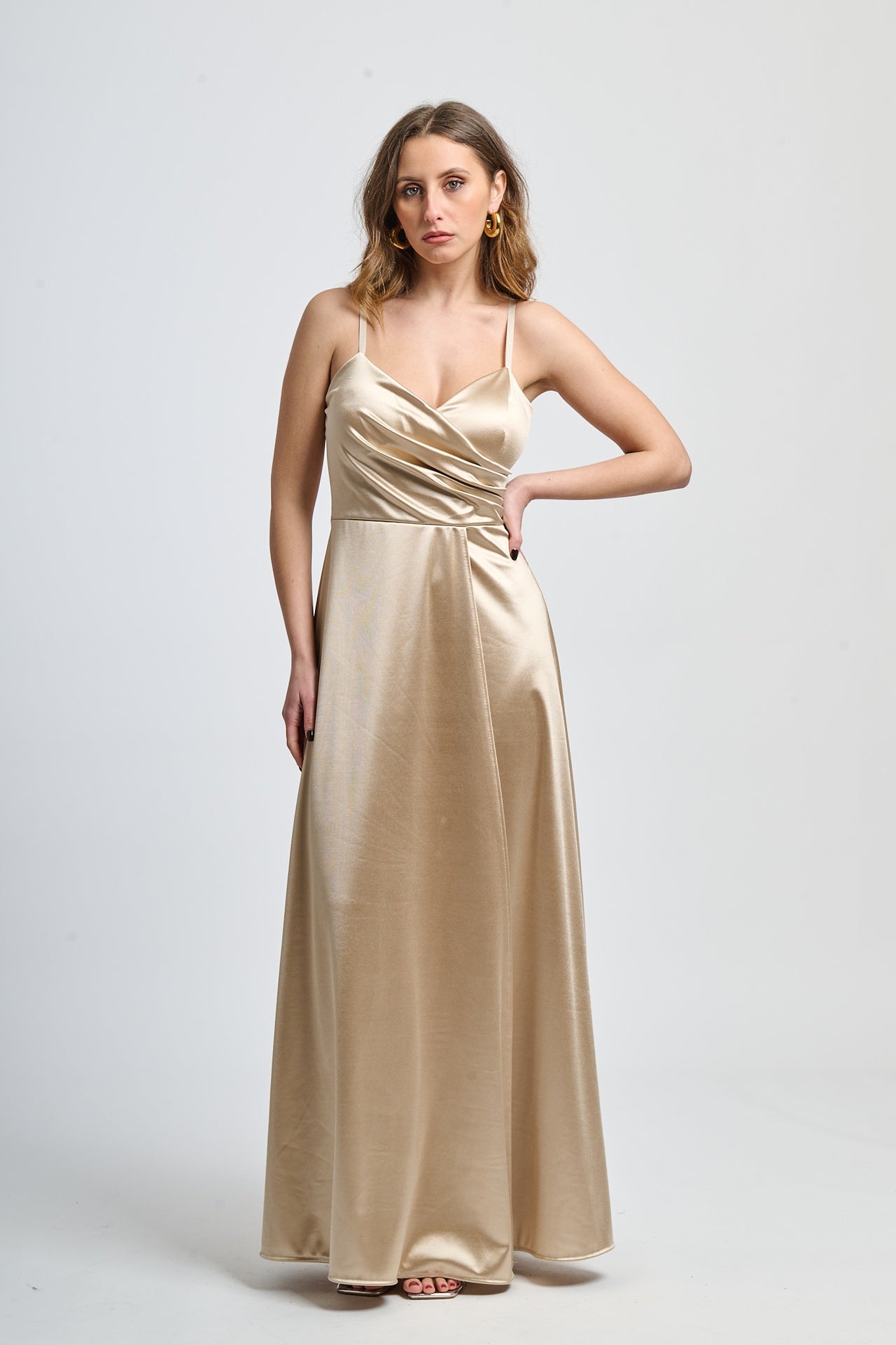 Flowing pleated suspender dress