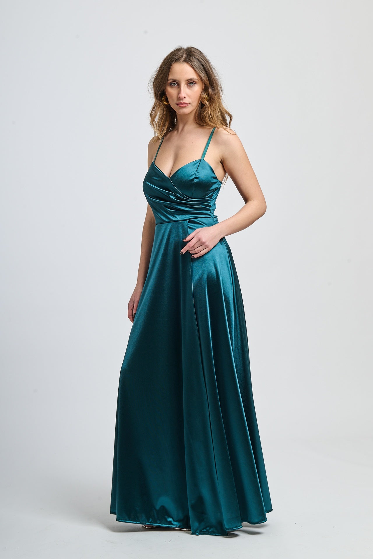 Flowing pleated suspender dress