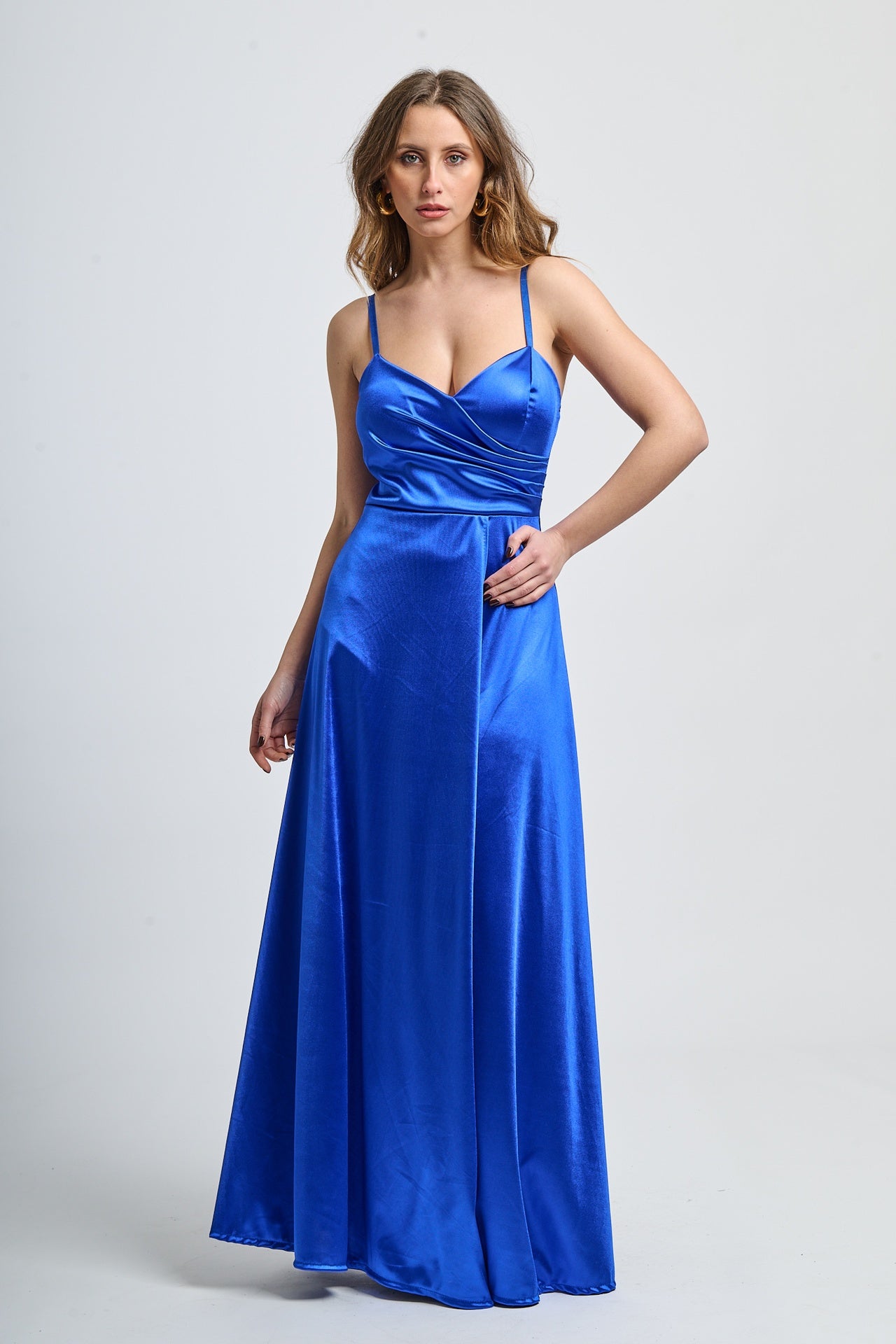 Flowing pleated suspender dress