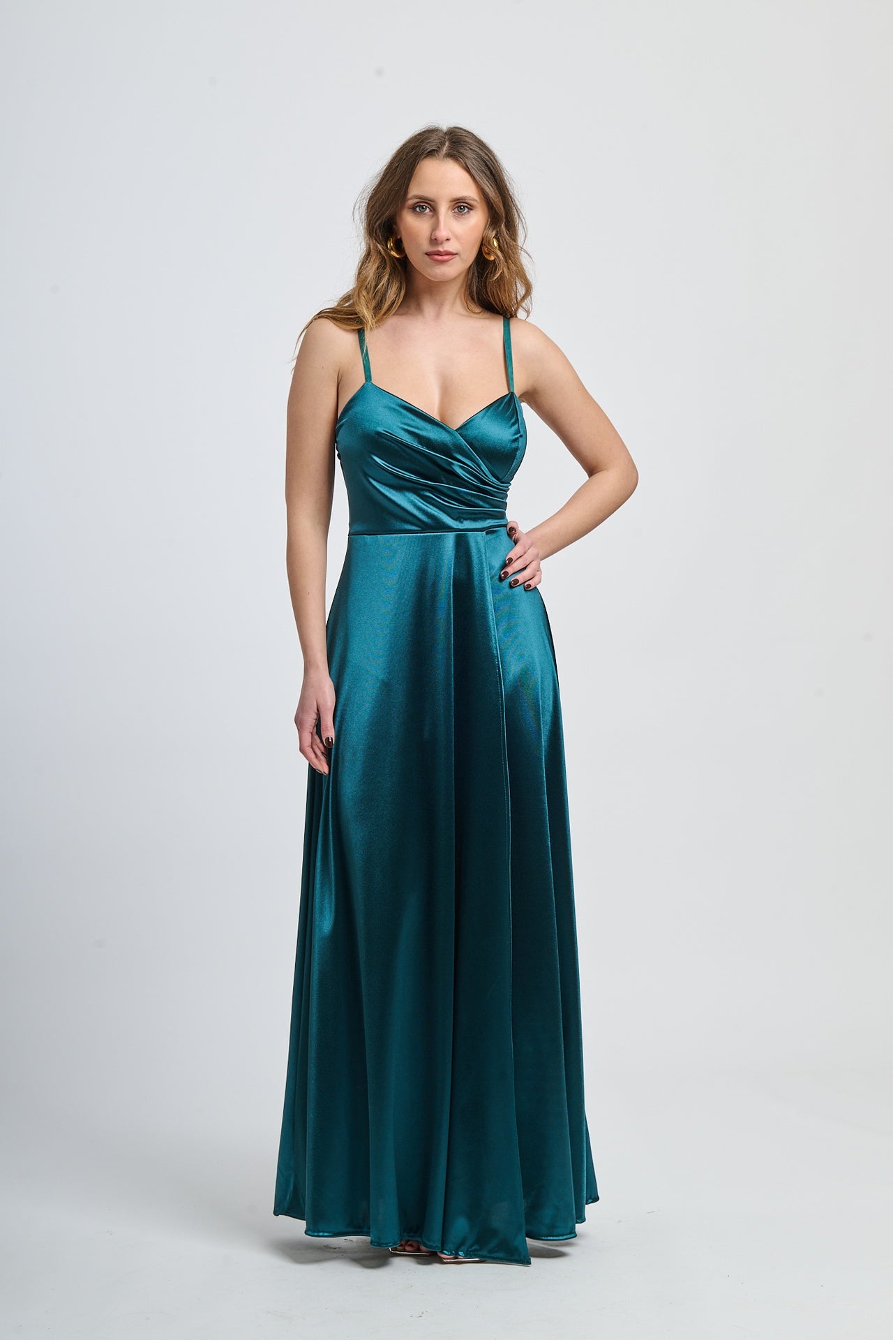 Flowing pleated suspender dress
