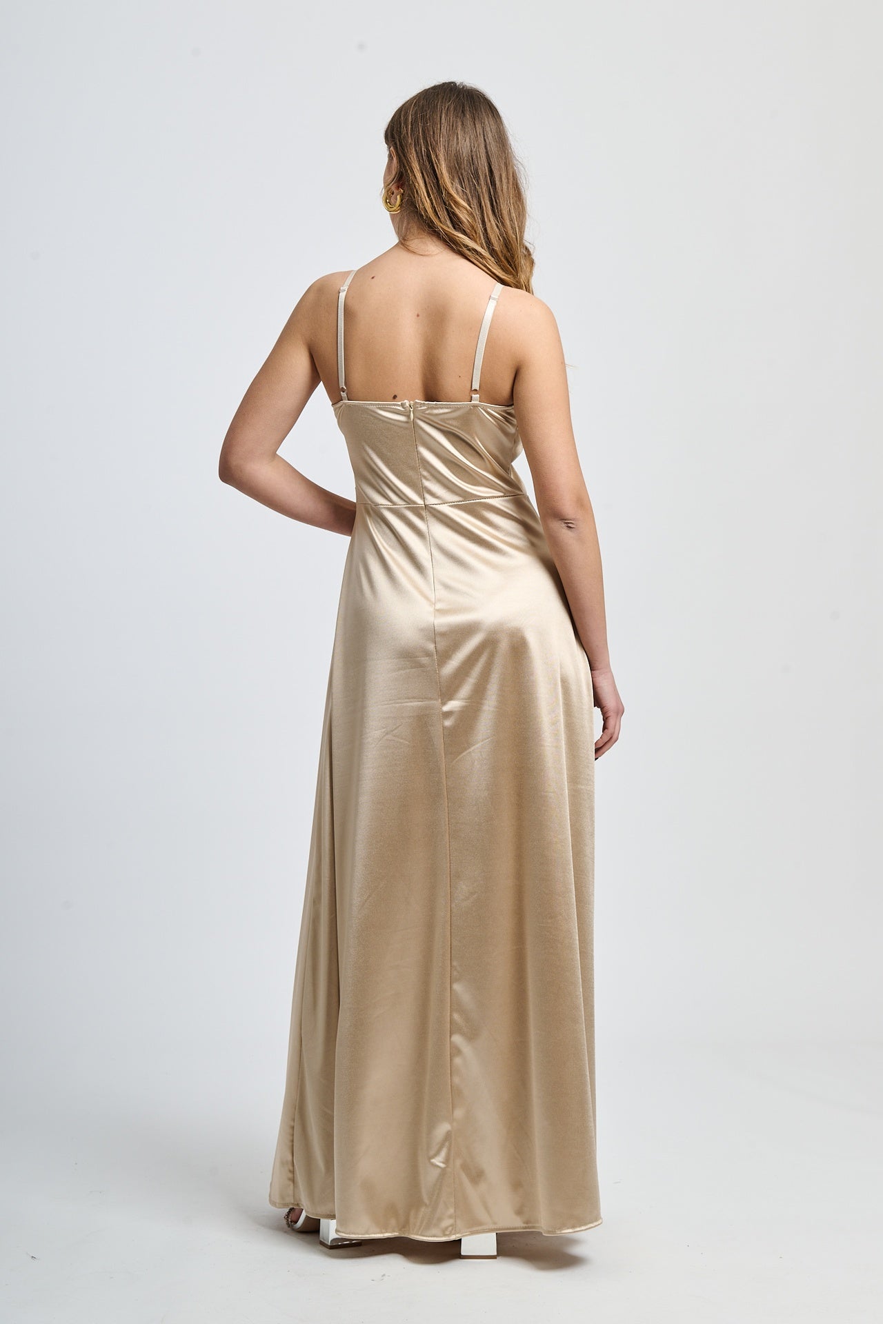 Flowing pleated suspender dress