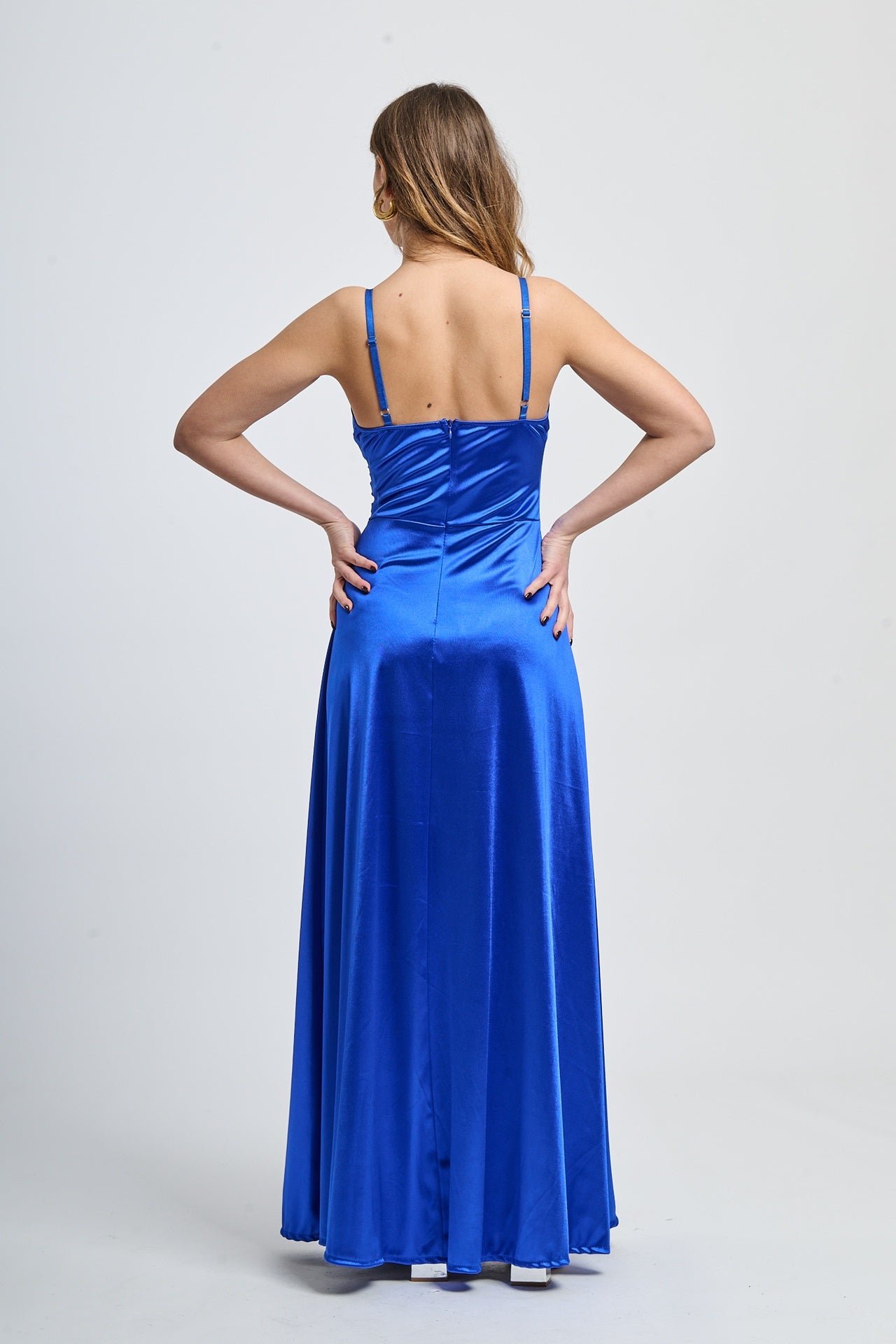 Flowing pleated suspender dress