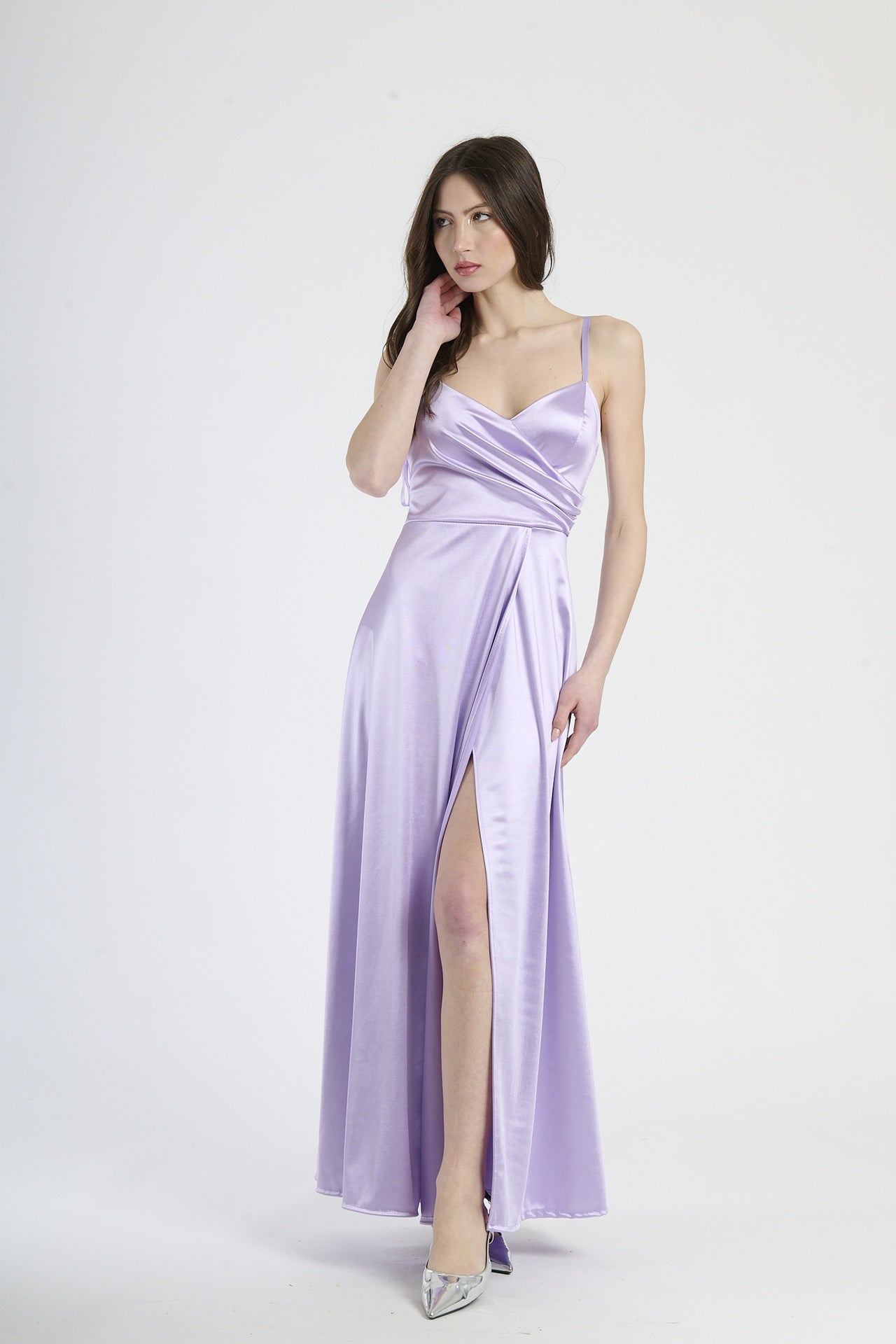 Flowing pleated suspender dress