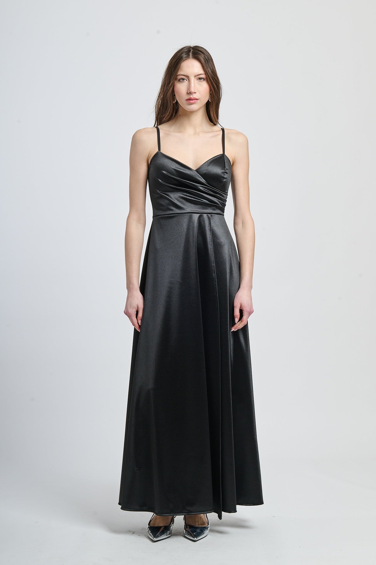 Flowing pleated suspender dress