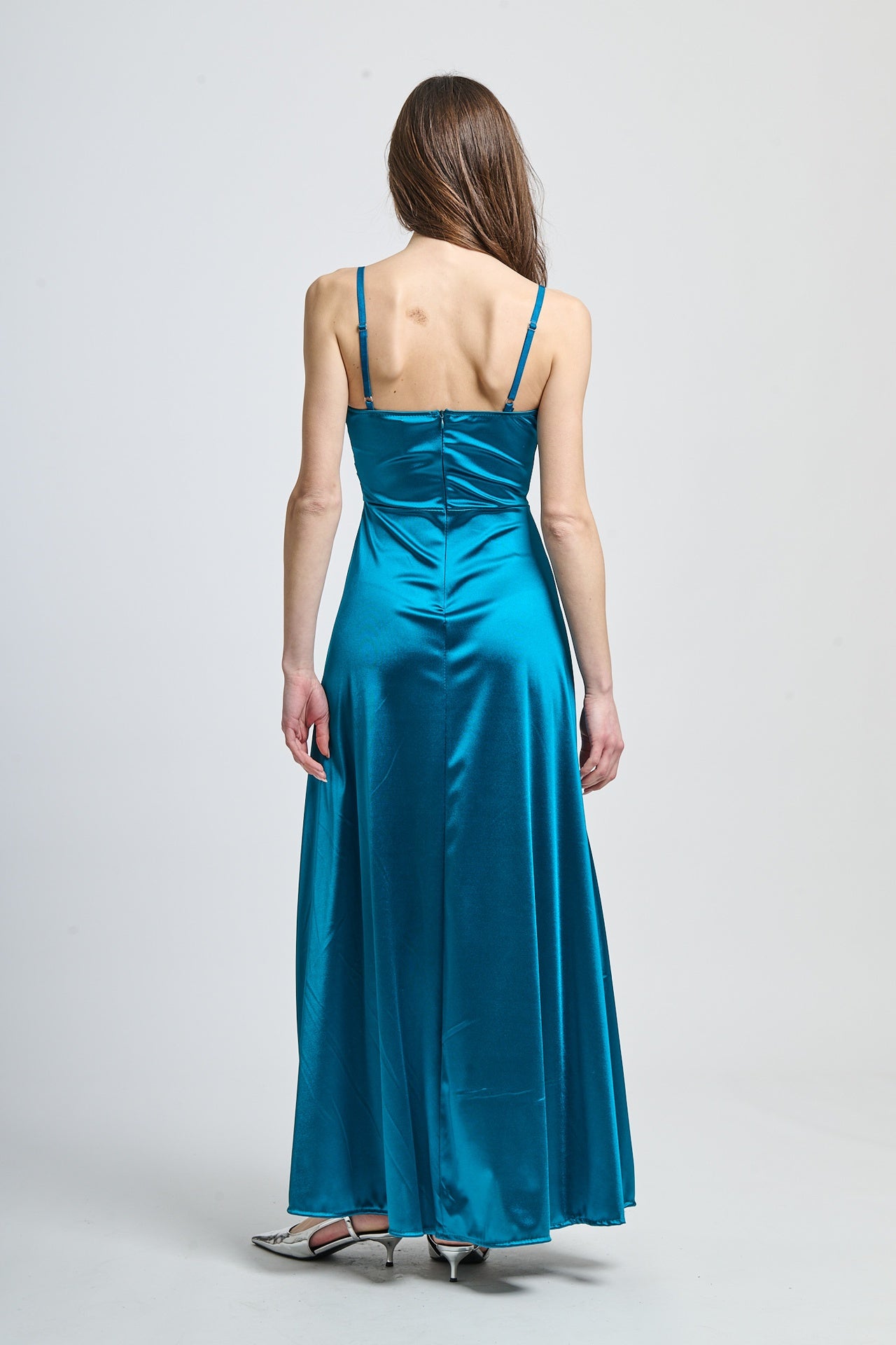 Flowing pleated suspender dress