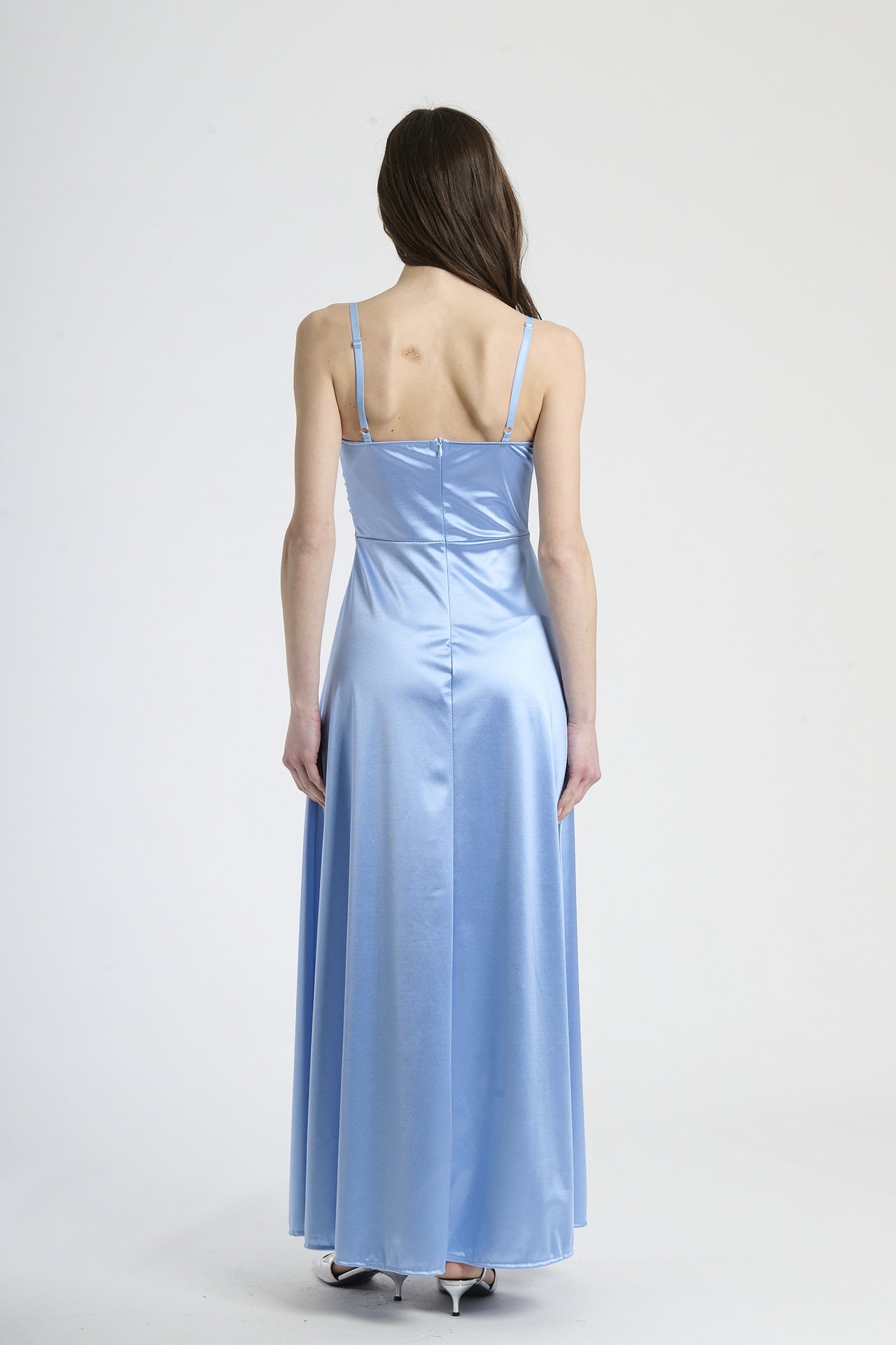 Flowing pleated suspender dress