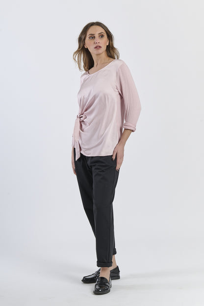 Mist Shadow Drape Ribbon Shirt