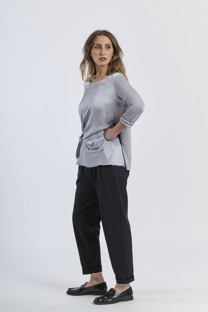 Mist Shadow Drape Ribbon Shirt