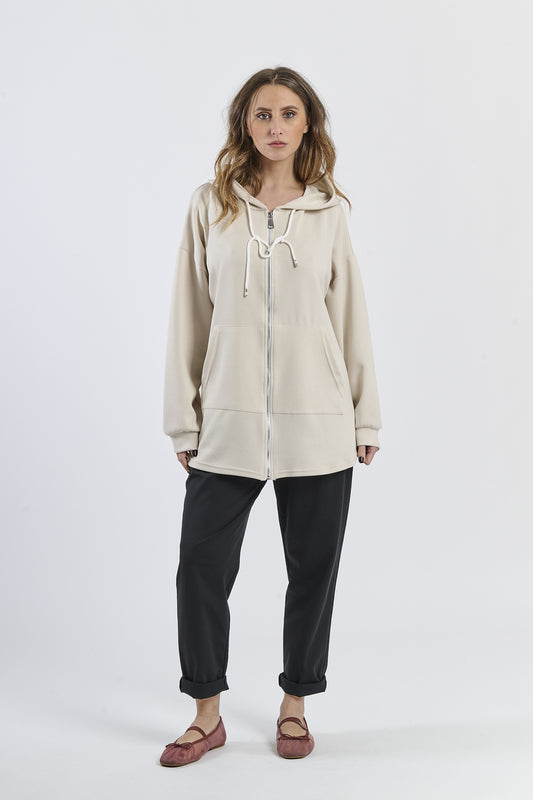 Cloud-feeling soft-touch stand-up collar sweatshirt