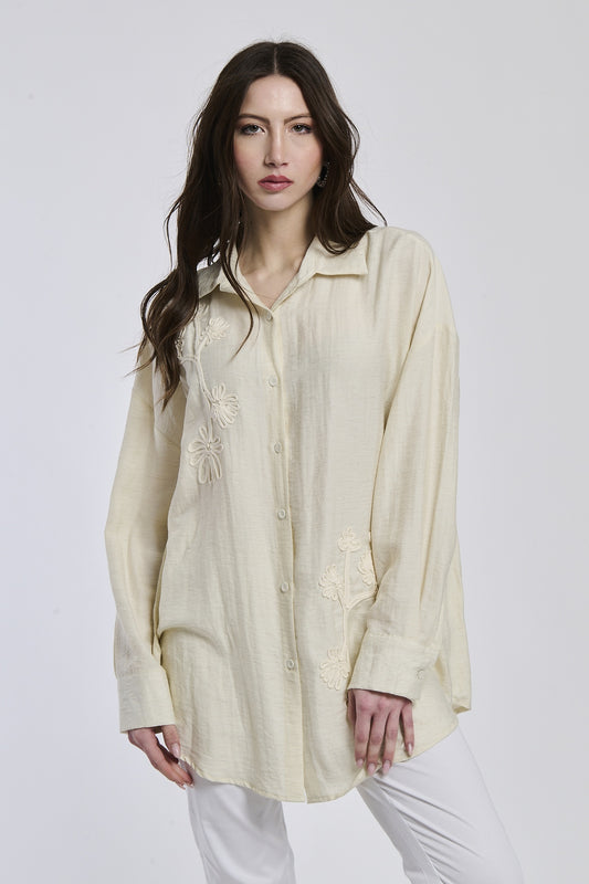 Vein woven drape shirt