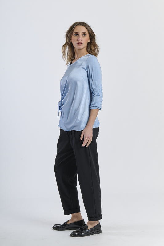 Mist Shadow Drape Ribbon Shirt