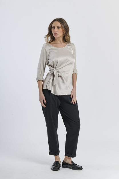Mist Shadow Drape Ribbon Shirt