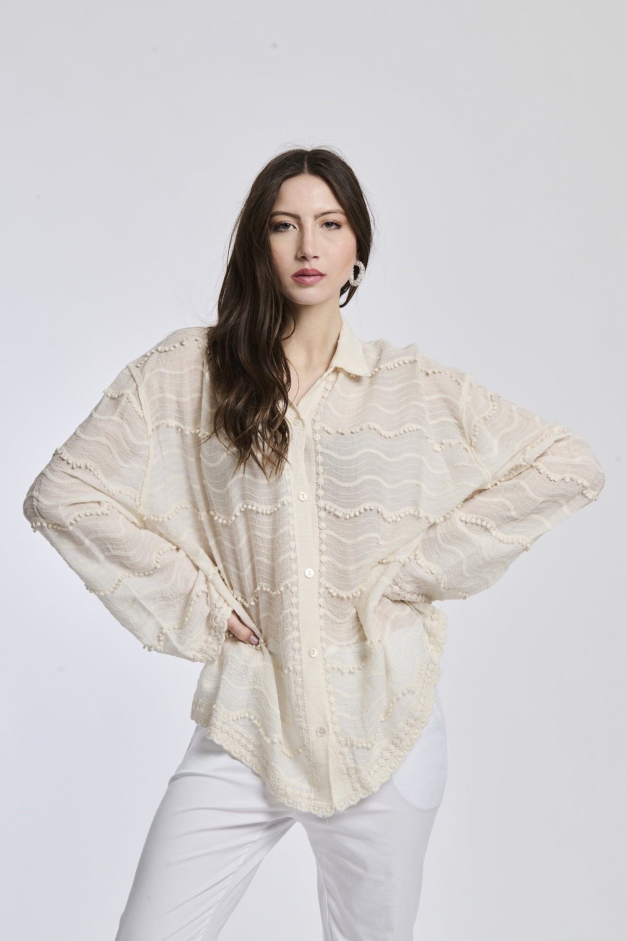 Ripple woven silhouette shirt