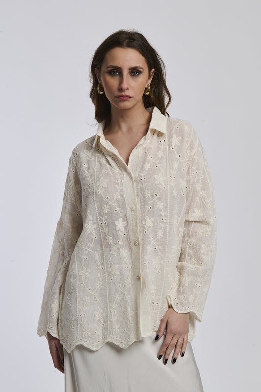Mori Leaf Pattern Cuban Shirt