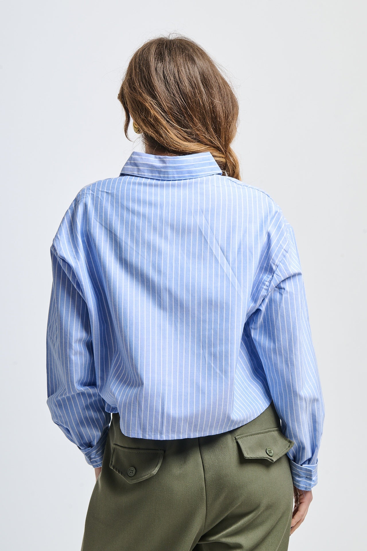 Feather Shimmer Vertical Stripe Shirt