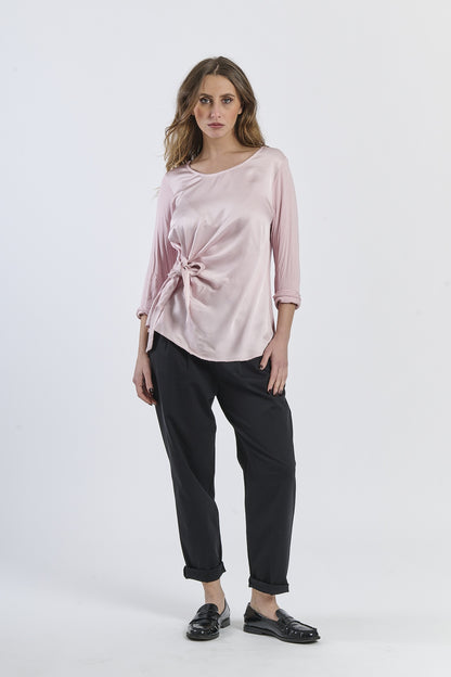 Mist Shadow Drape Ribbon Shirt