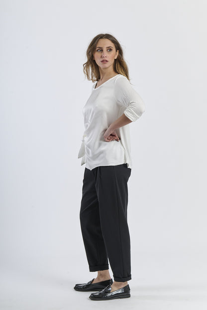 Mist Shadow Drape Ribbon Shirt