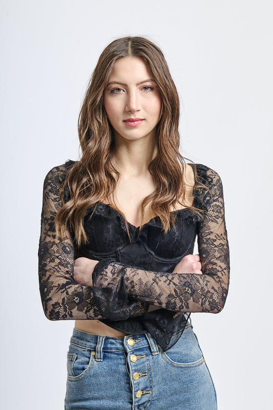 Dark-patterned hollow butterfly shirt