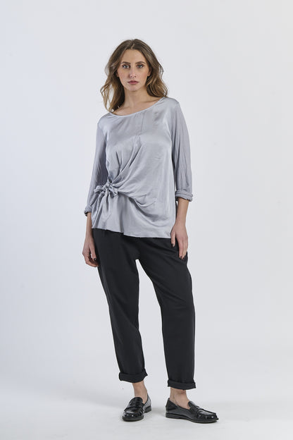 Mist Shadow Drape Ribbon Shirt