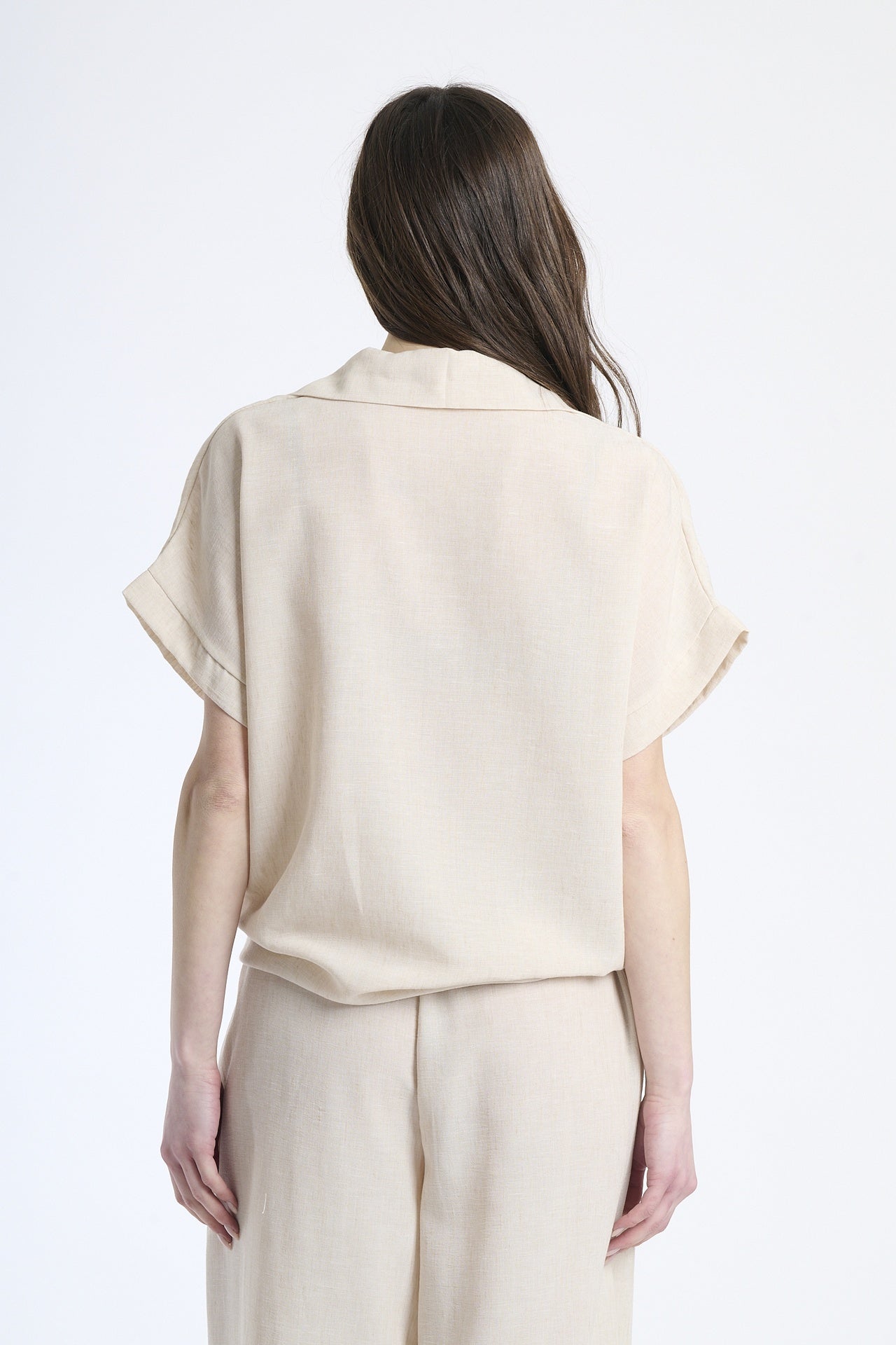 Flower knotted linen shirt