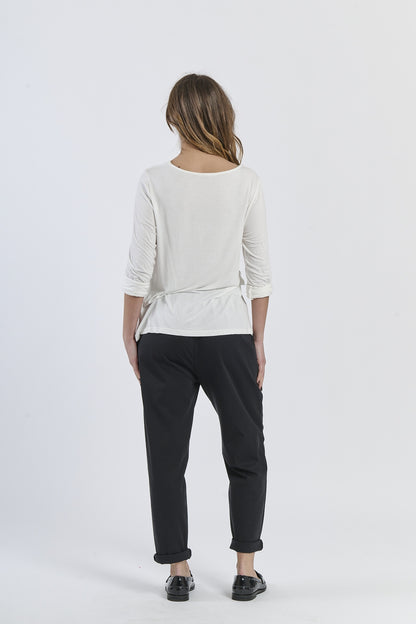 Mist Shadow Drape Ribbon Shirt