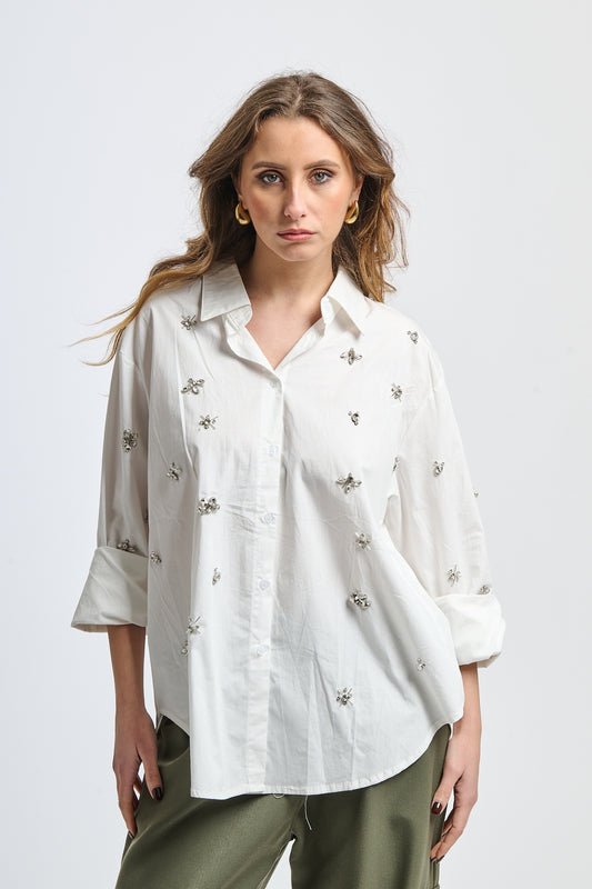Forest Embroidered Drape Shirt
