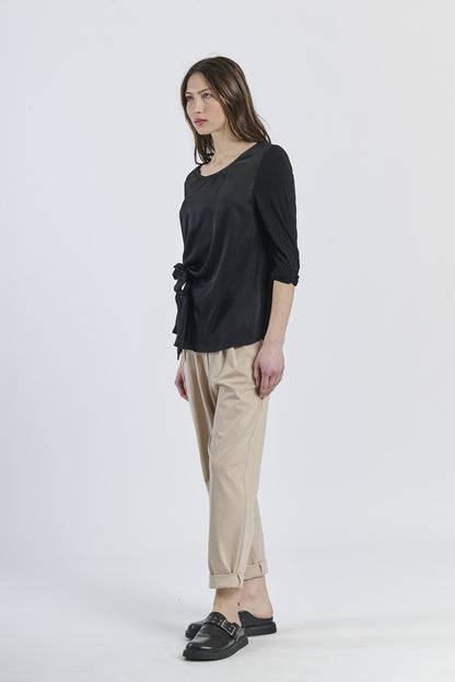 Mist Shadow Drape Ribbon Shirt