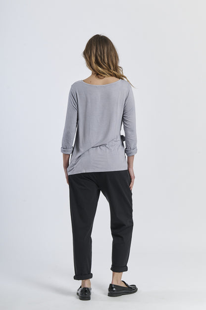 Mist Shadow Drape Ribbon Shirt