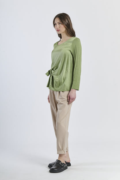 Mist Shadow Drape Ribbon Shirt