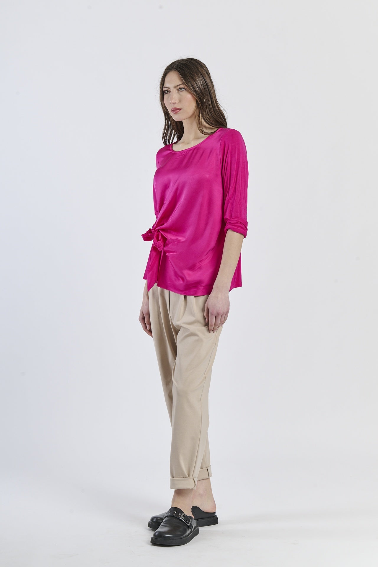 Mist Shadow Drape Ribbon Shirt