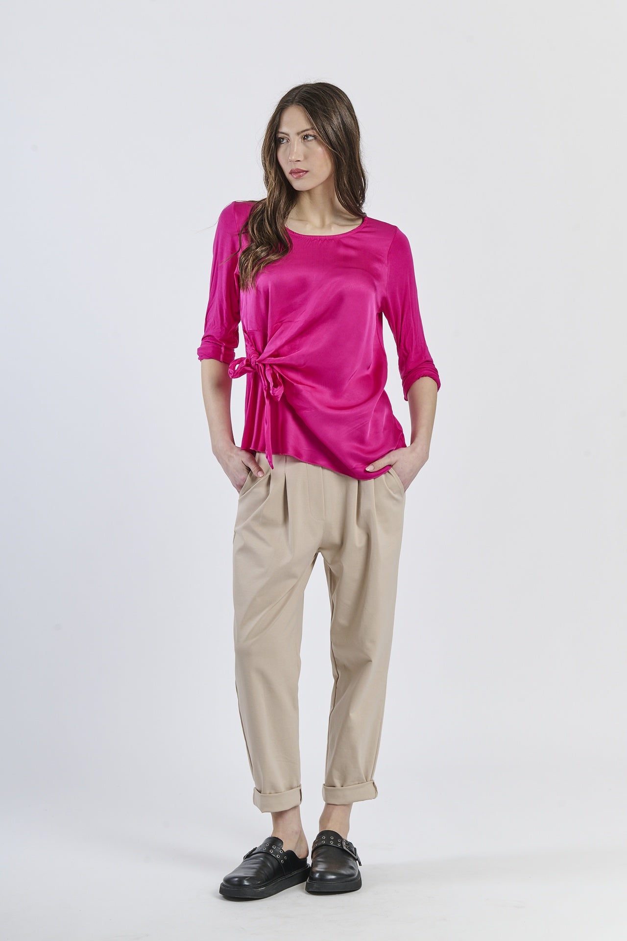 Mist Shadow Drape Ribbon Shirt