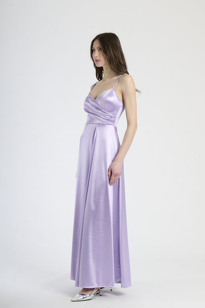 Flowing pleated suspender dress