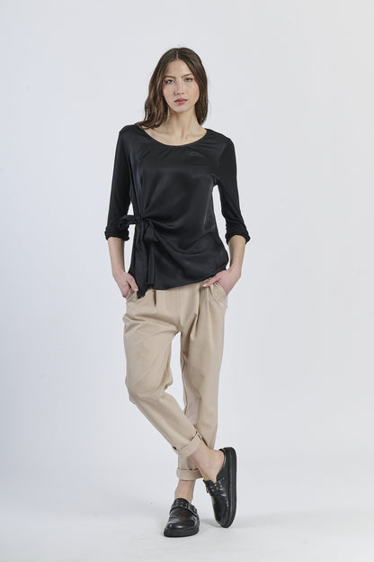 Mist Shadow Drape Ribbon Shirt