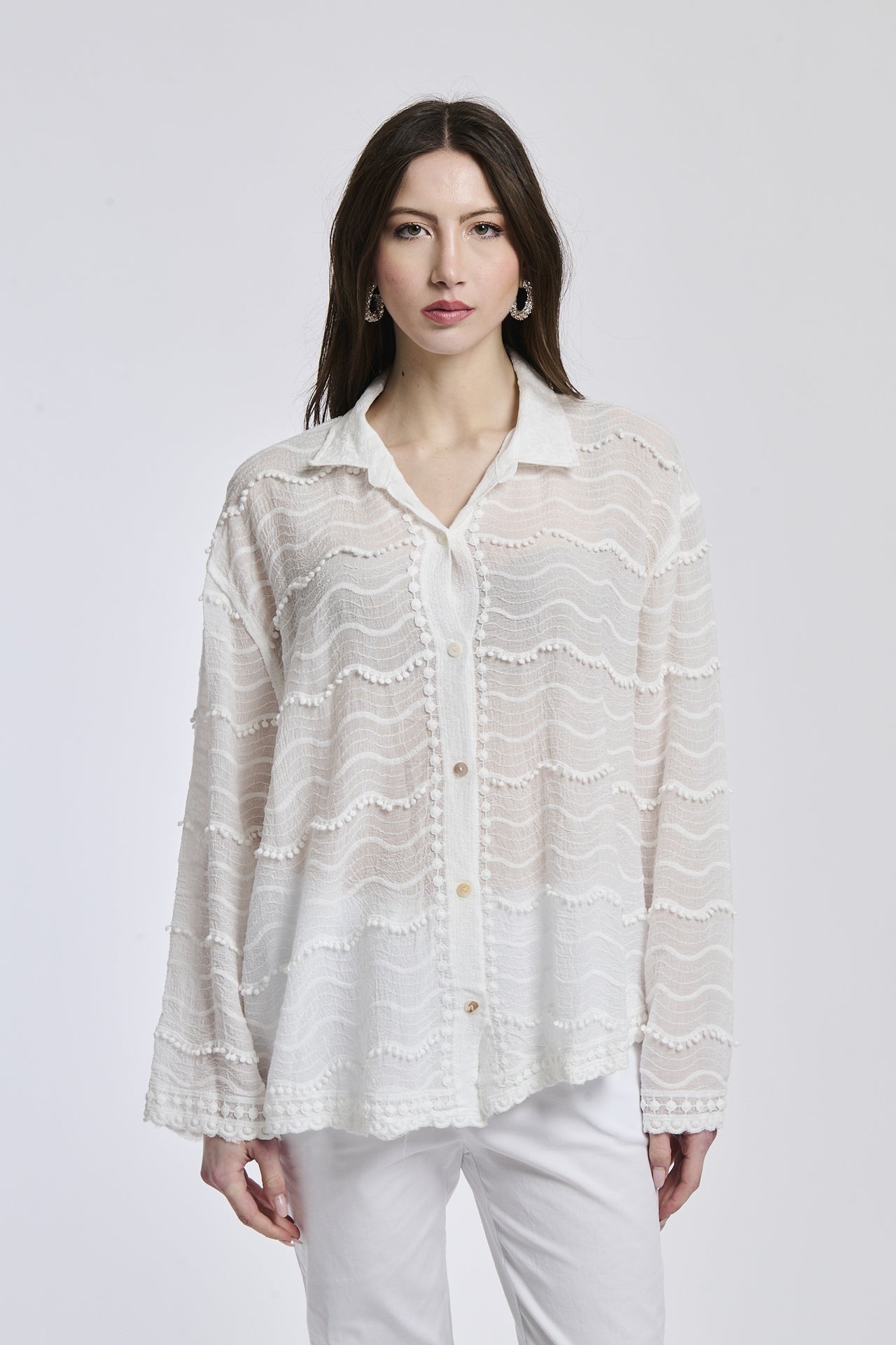 Ripple woven silhouette shirt