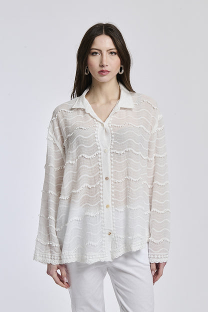 Ripple woven silhouette shirt