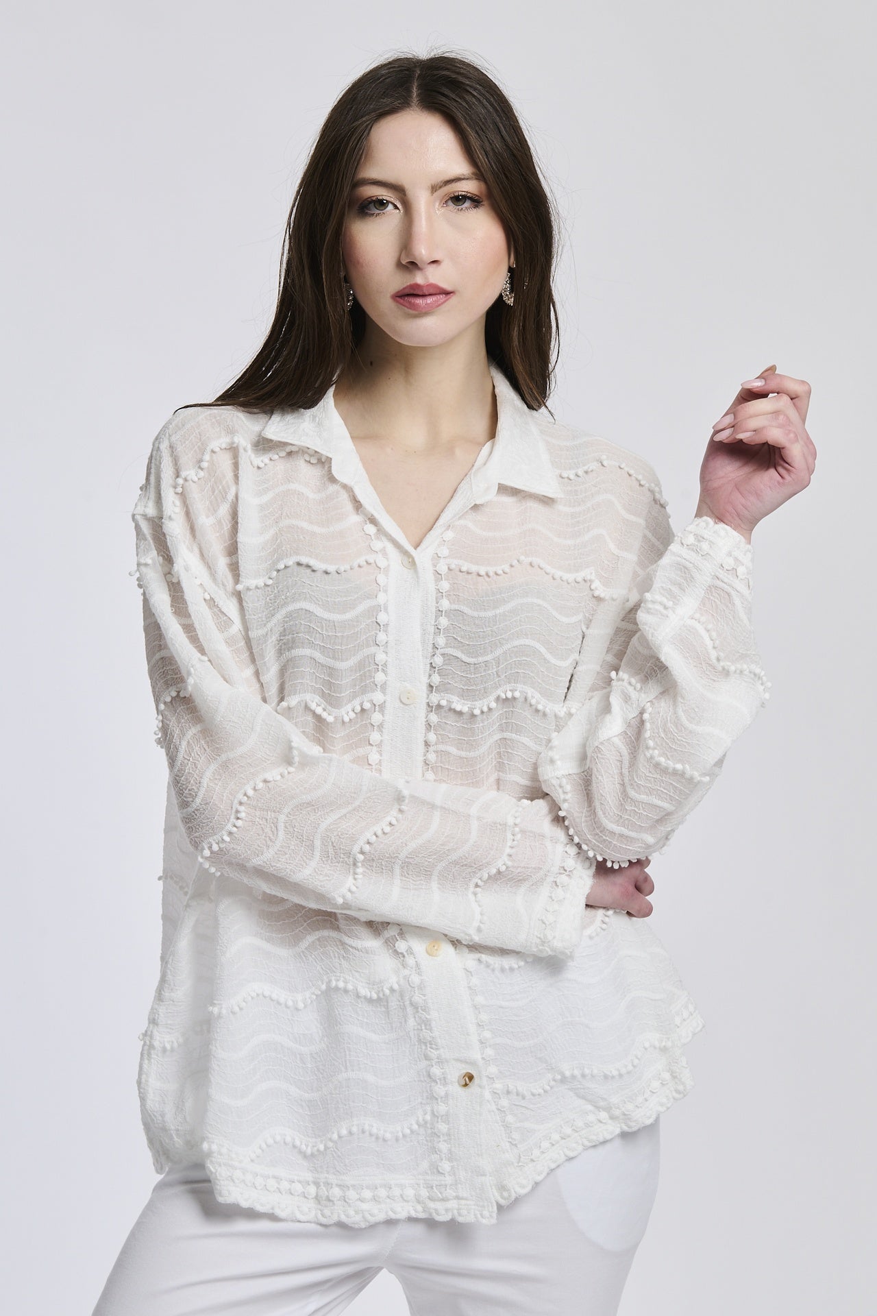 Ripple woven silhouette shirt
