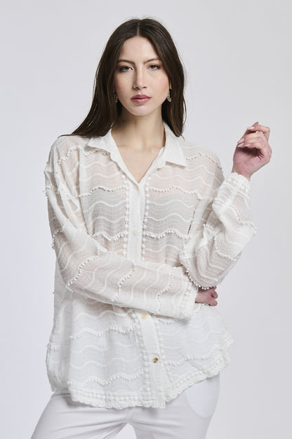 Ripple woven silhouette shirt