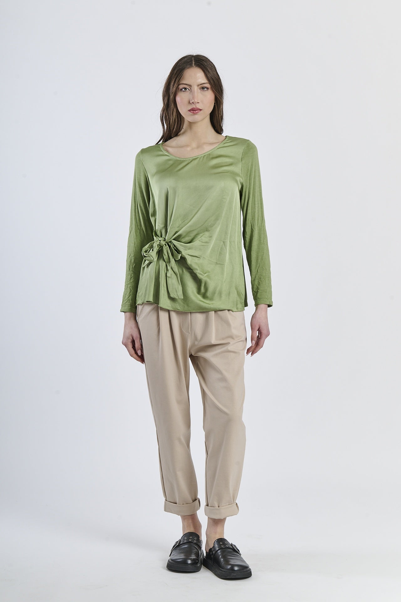 Mist Shadow Drape Ribbon Shirt