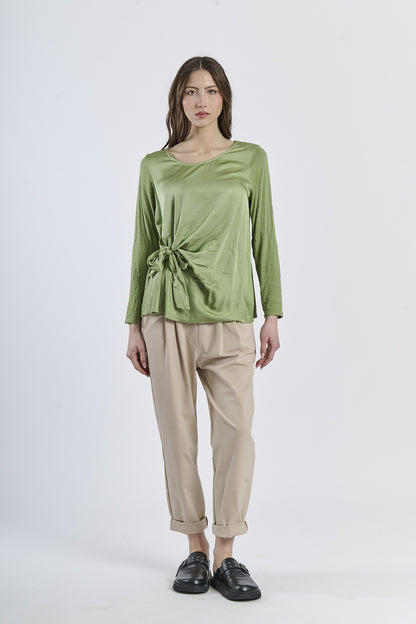 Mist Shadow Drape Ribbon Shirt