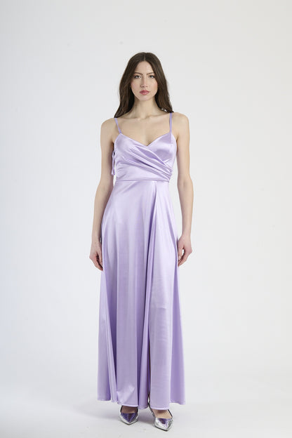 Flowing pleated suspender dress