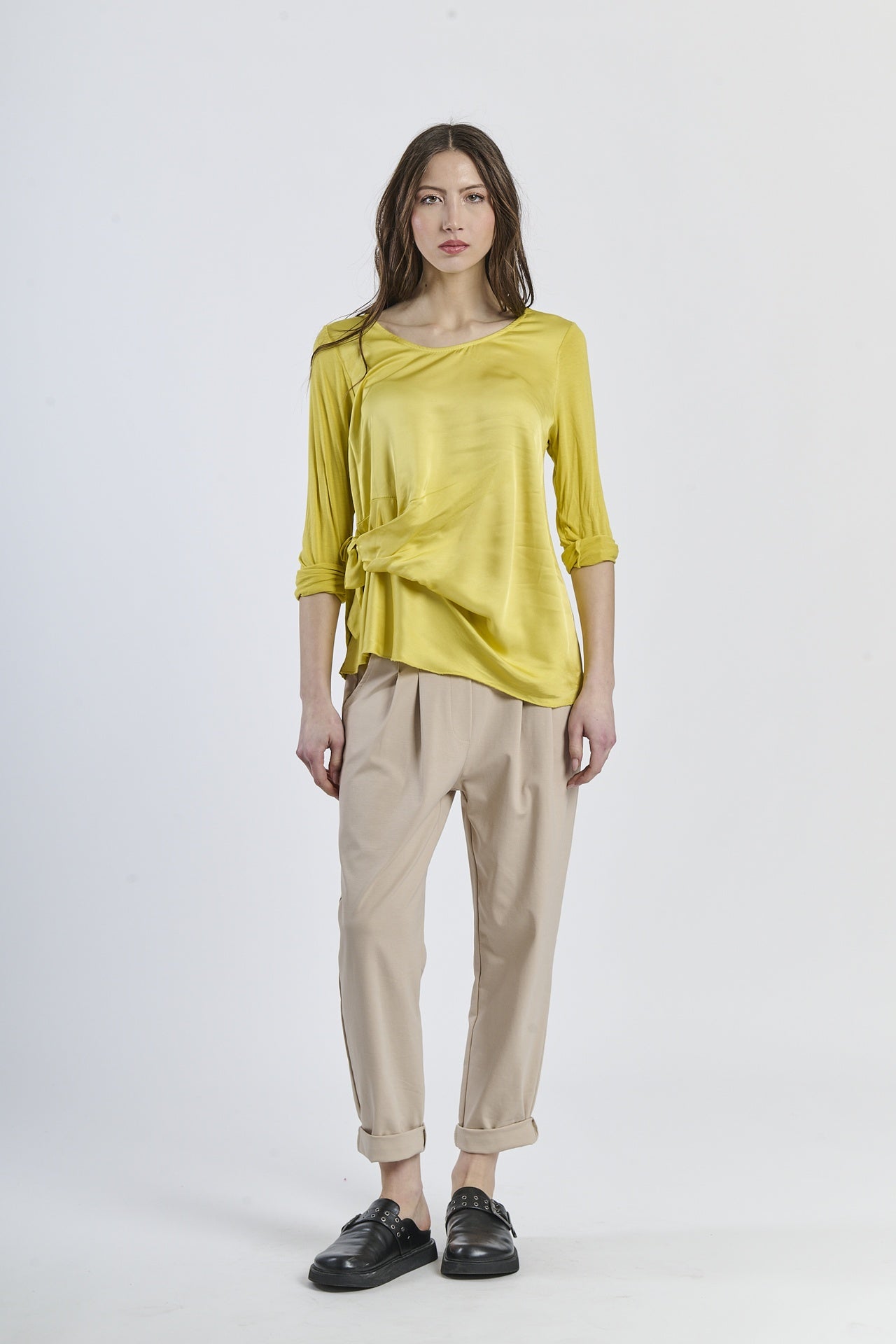 Mist Shadow Drape Ribbon Shirt