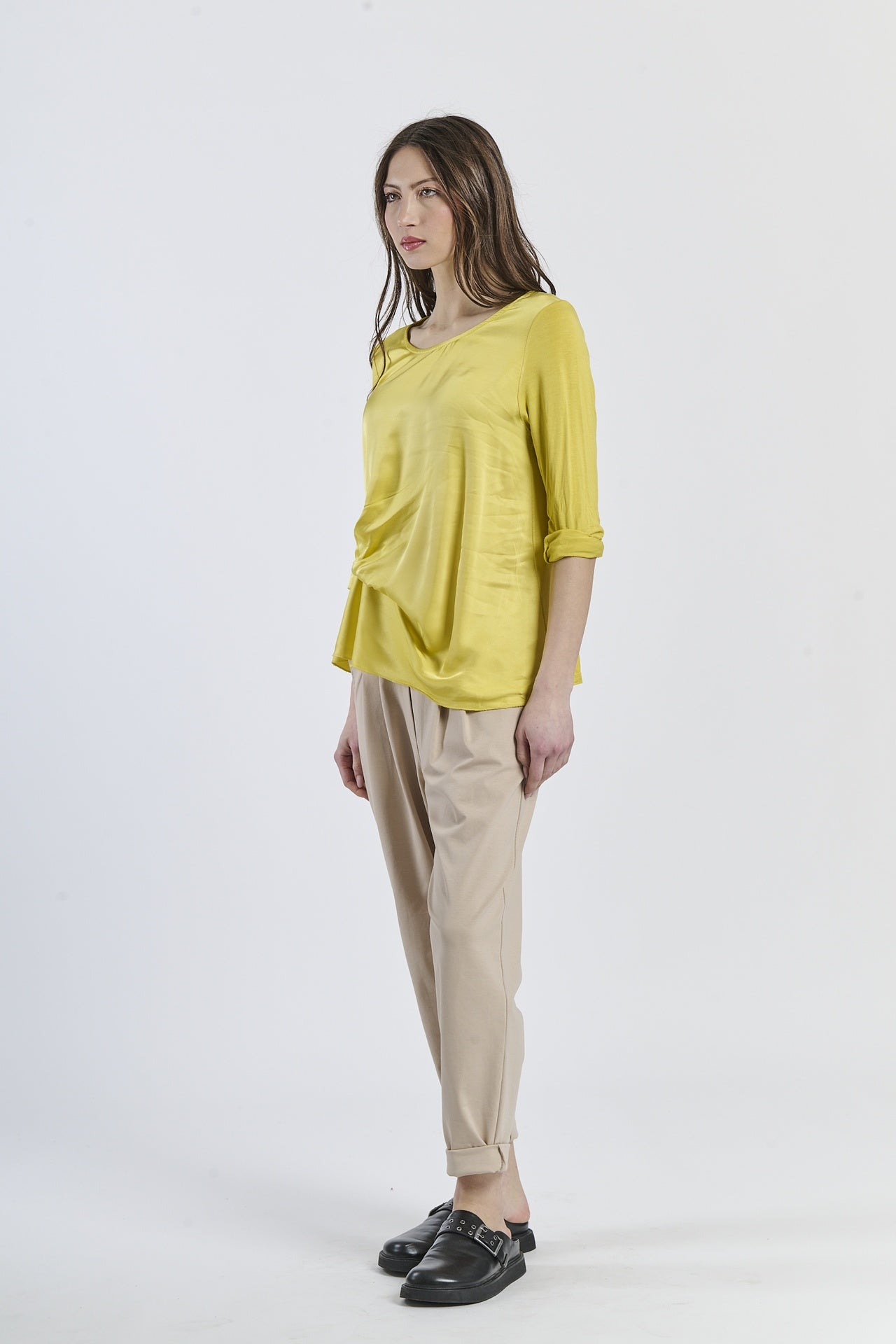 Mist Shadow Drape Ribbon Shirt