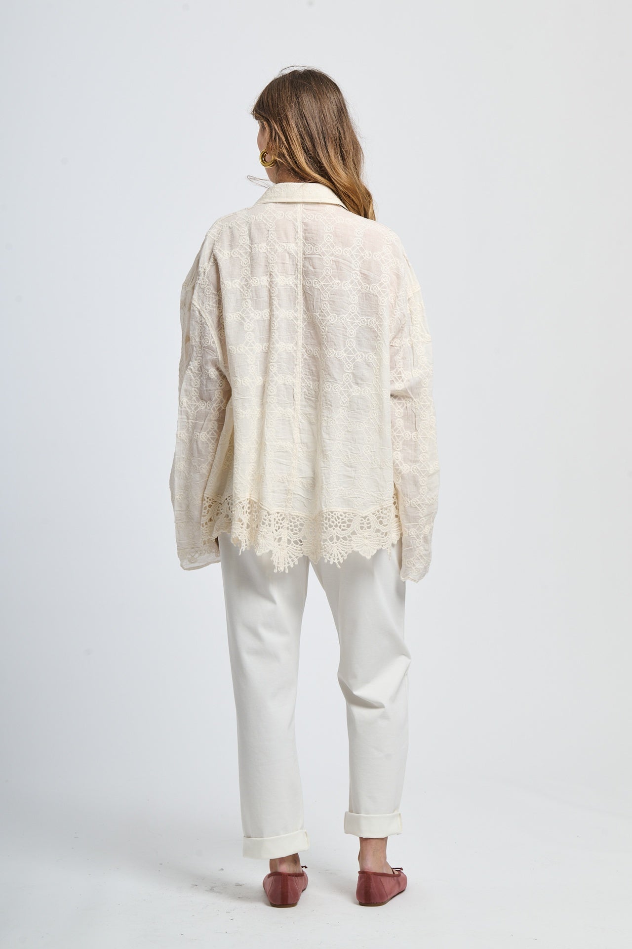 Cloud pattern silk lapel shirt