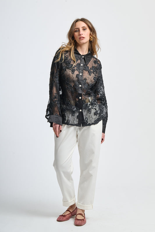Openwork floral shirt
