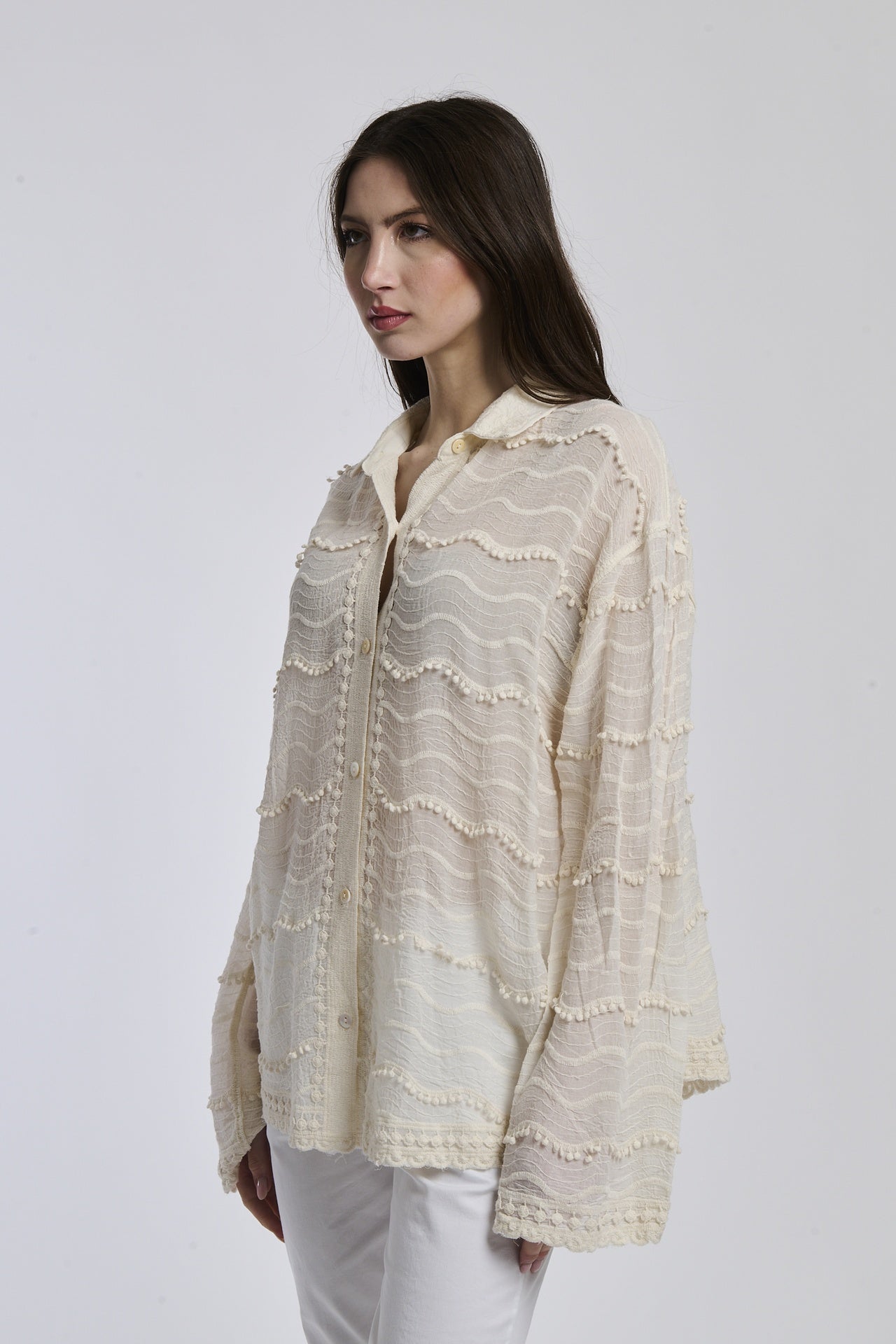 Ripple woven silhouette shirt